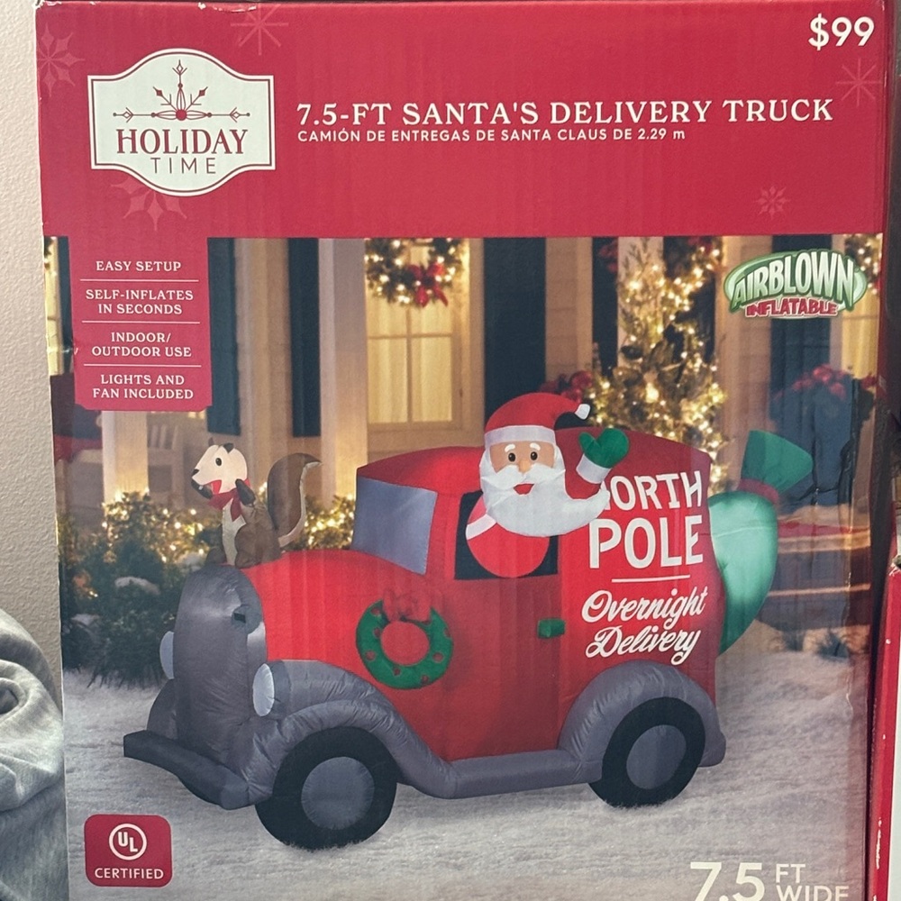 Holiday Time Red Santa's North Pole Truck Inflatable